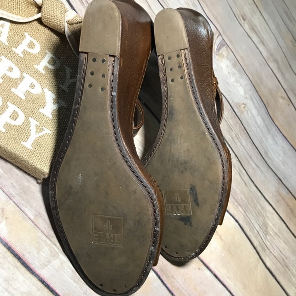 Frye Leather Wedge Sandal EUC Size 9 - Picture 4 of 7